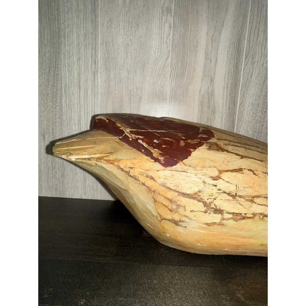 Vintage Hand Carved Wooden Duck‎ Decoy Rustic Folk Art Waterfowl Figurine Decor